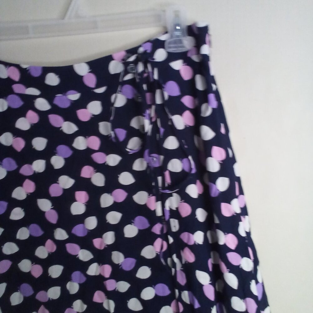 Talbots Skirt Women 16P 16 Petite Wrap Look Side Zip Pattern Blue Pink Purple - Picture 3 of 15